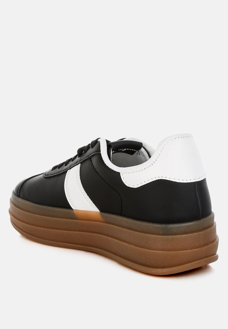 faux leather lace-up sneakers by ruw#color_black