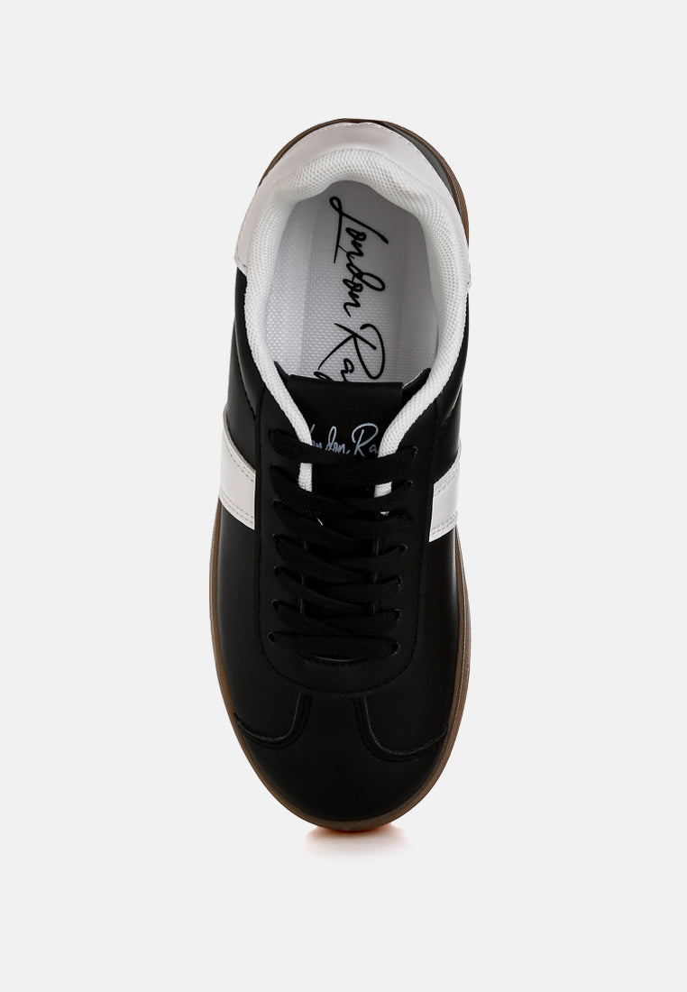 faux leather lace-up sneakers by ruw#color_black