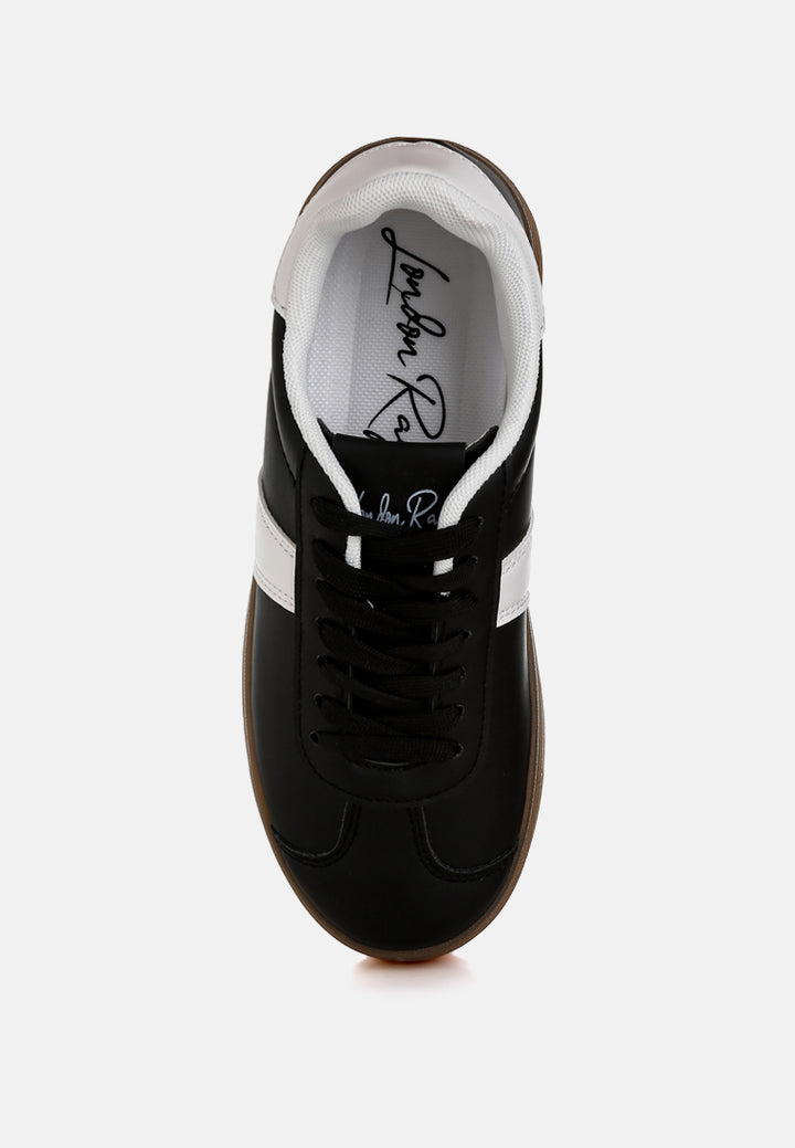 faux leather lace-up sneakers by ruw#color_black