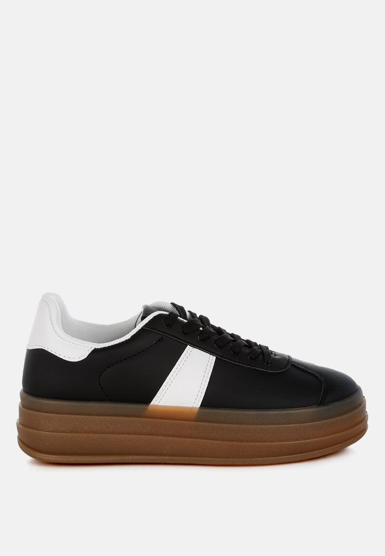 faux leather lace-up sneakers by ruw#color_black