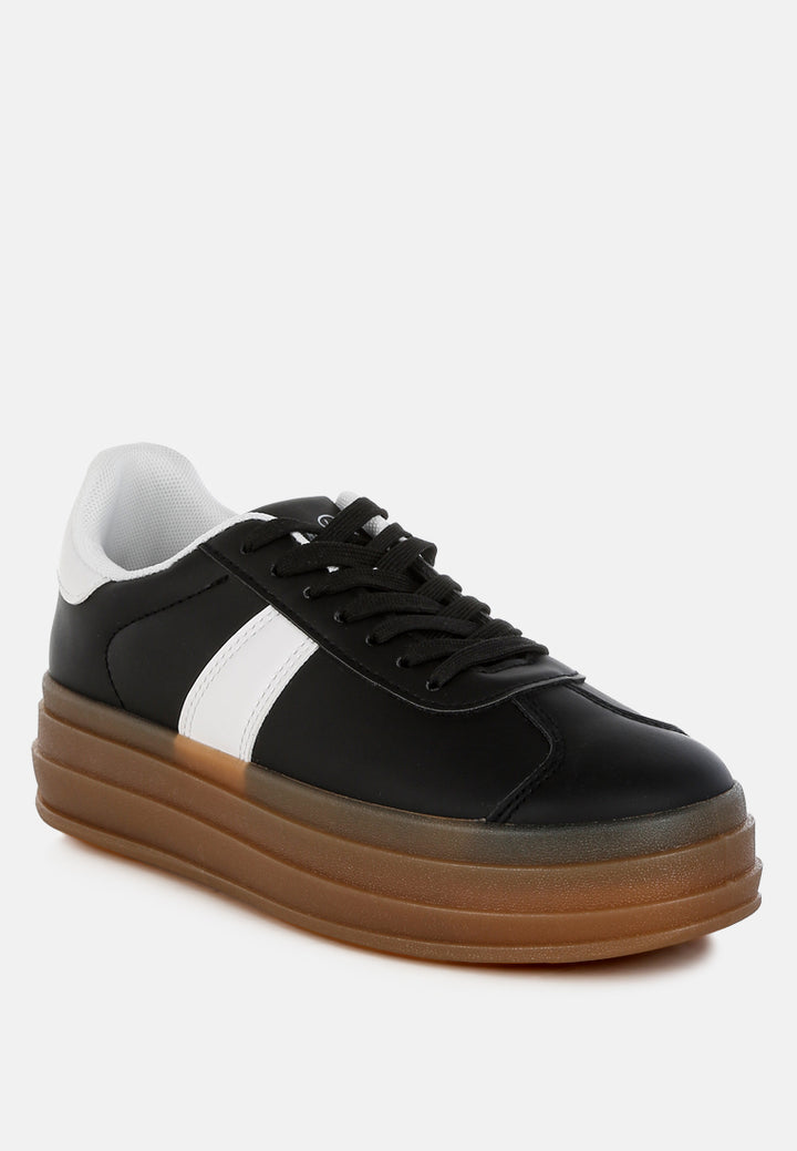 faux leather lace-up sneakers by ruw#color_black