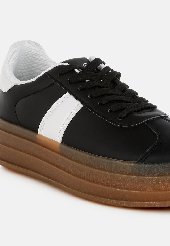 faux leather lace-up sneakers by ruw#color_black