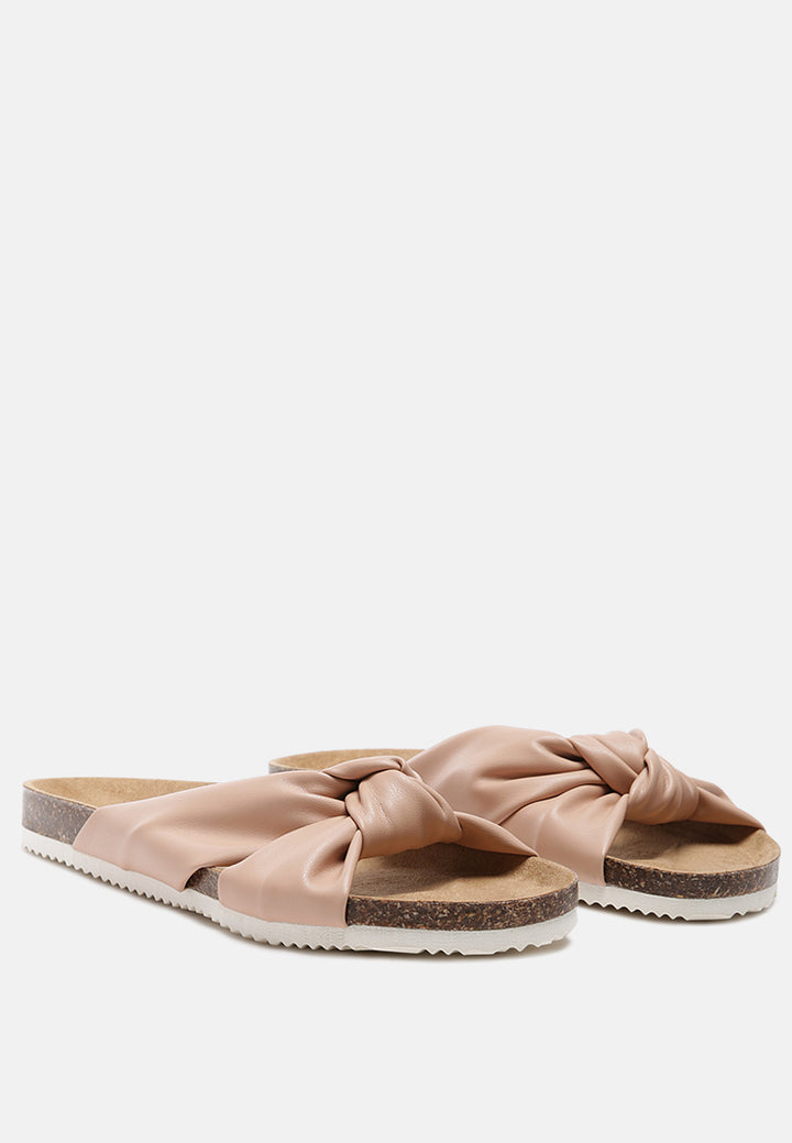 knot strap slide flats#color_pink