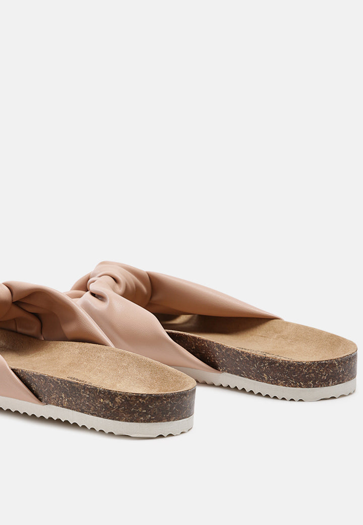 knot strap slide flats#color_pink
