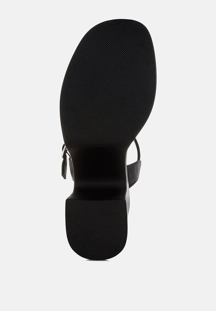 faux leather pin buckle platform heels by mode#color_black