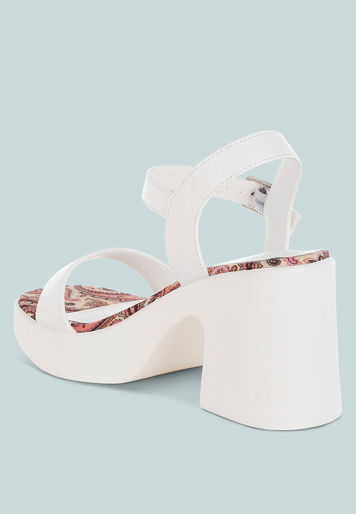 faux leather pin buckle platform heels by mode#color_white