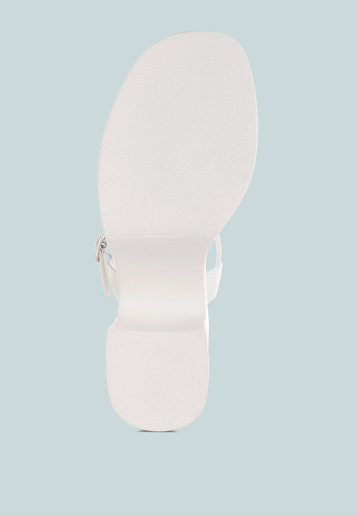 faux leather pin buckle platform heels by mode#color_white