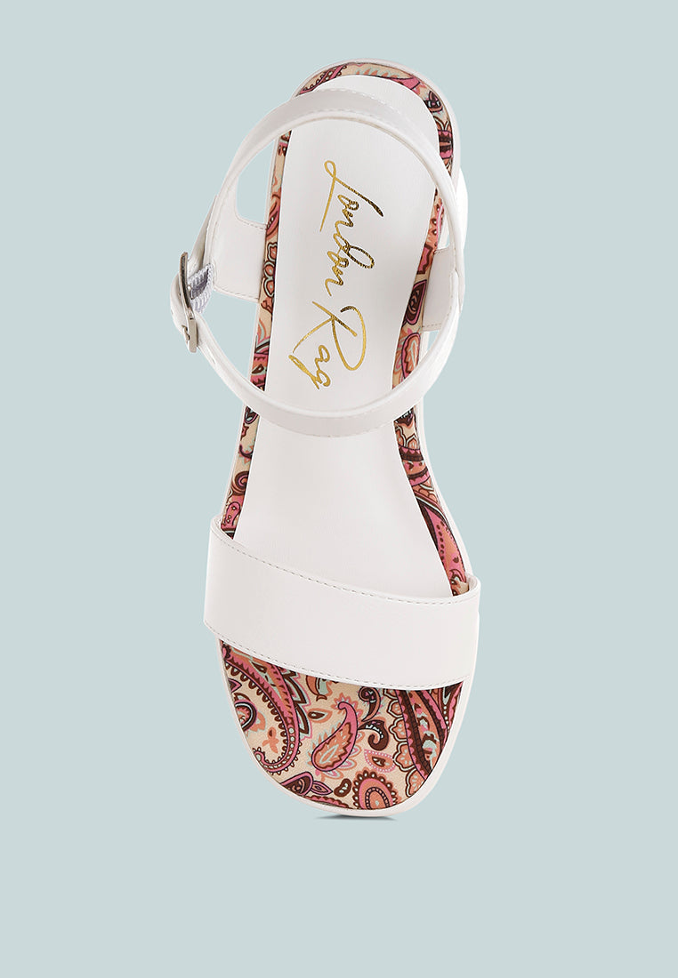faux leather pin buckle platform heels by mode#color_white