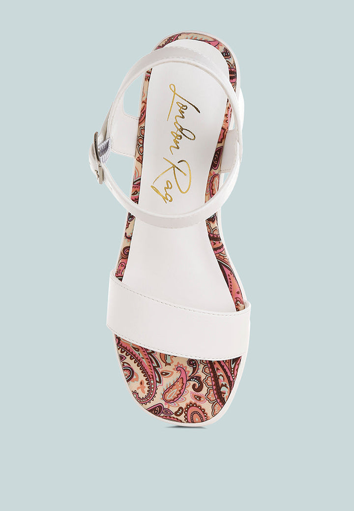 faux leather pin buckle platform heels by mode#color_white
