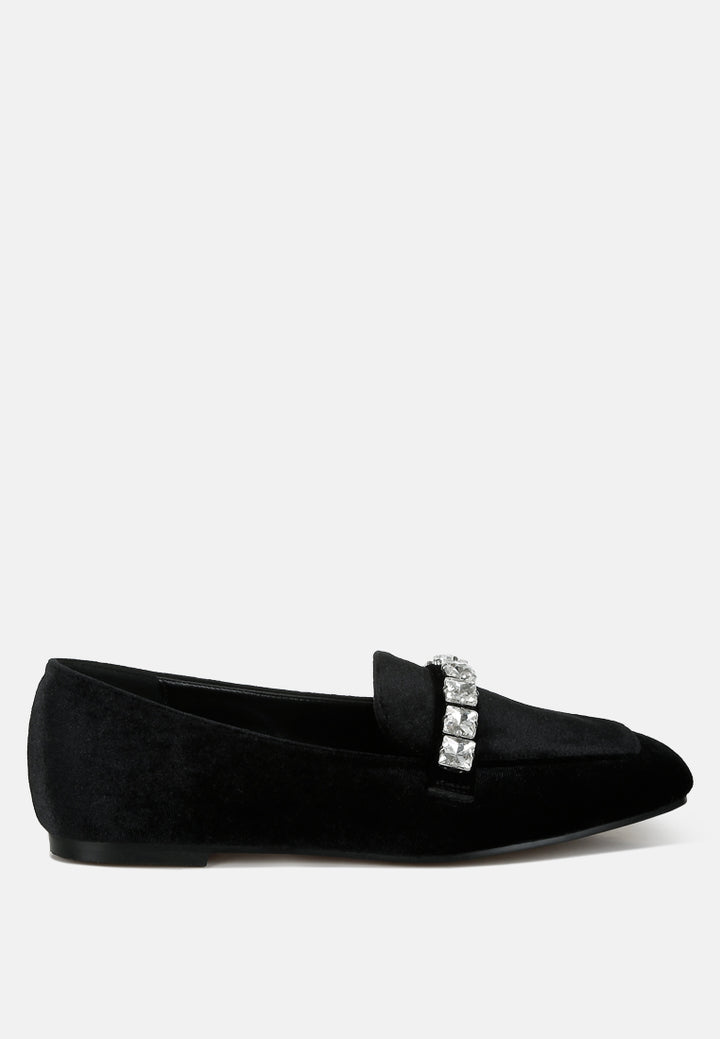 velvet diamante strap loafers by ruw#color_black
