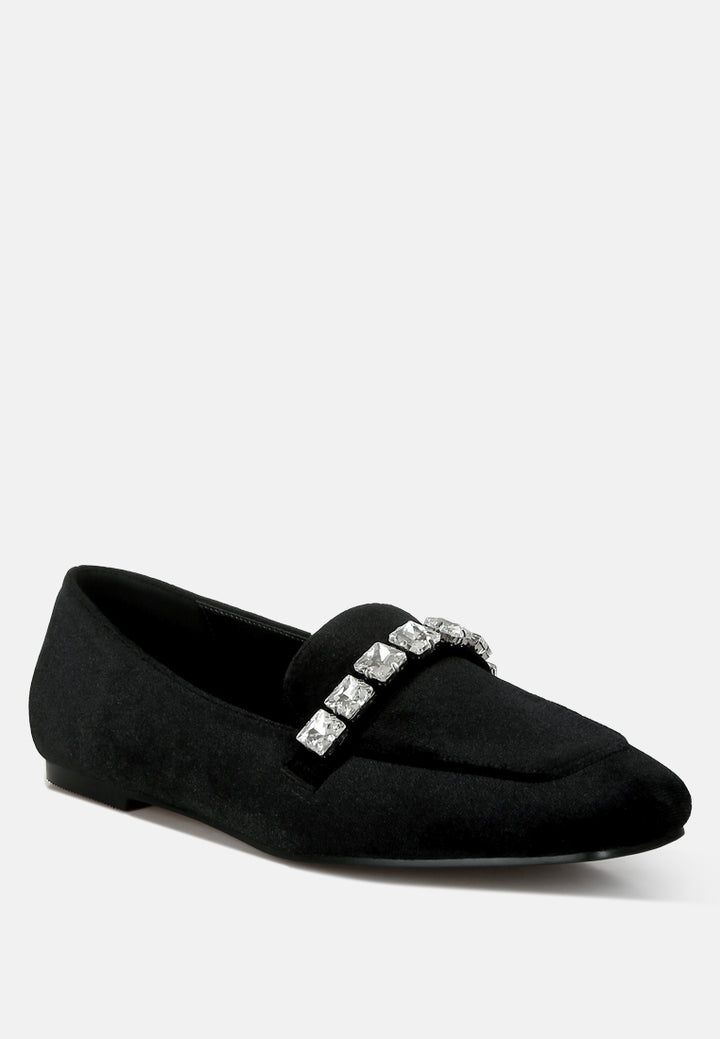 velvet diamante strap loafers by ruw#color_black