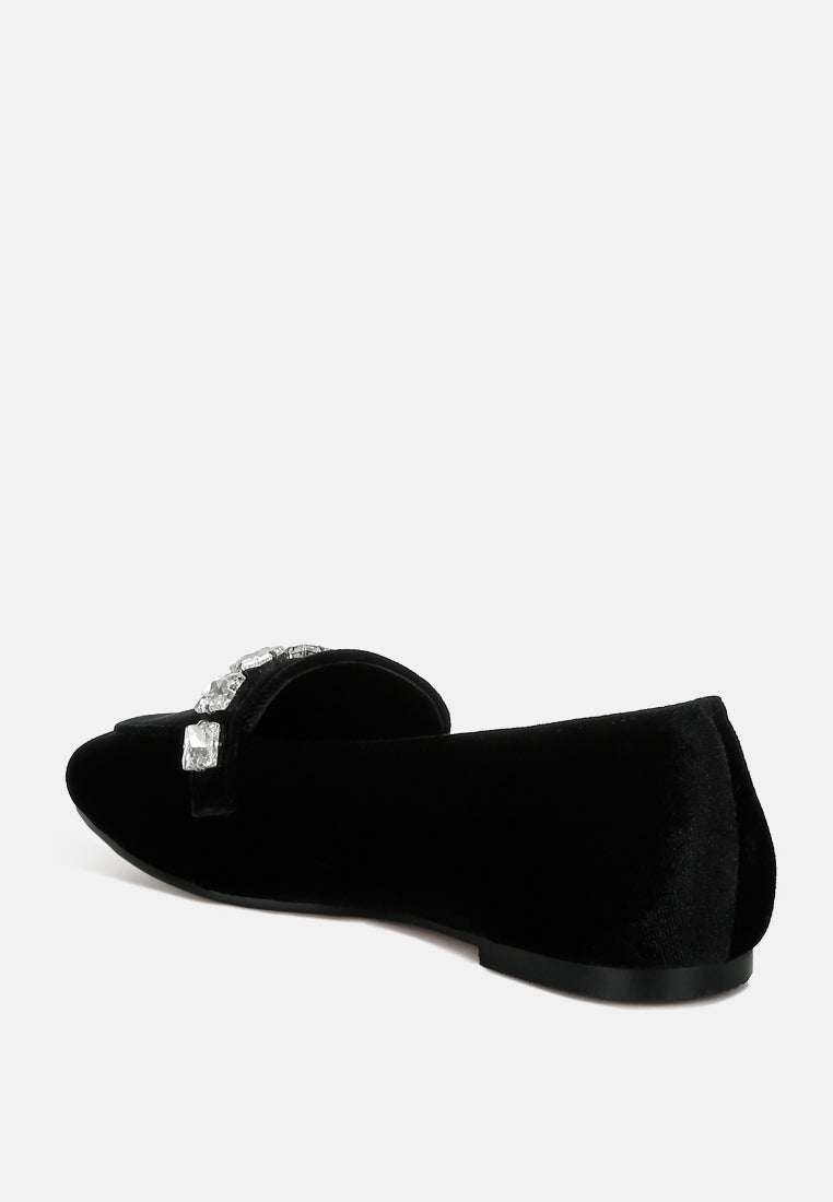 velvet diamante strap loafers by ruw#color_black