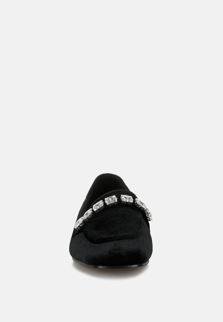 velvet diamante strap loafers by ruw#color_black