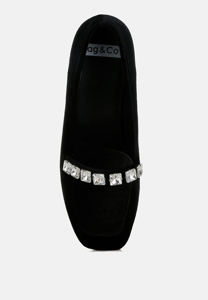 velvet diamante strap loafers by ruw#color_black