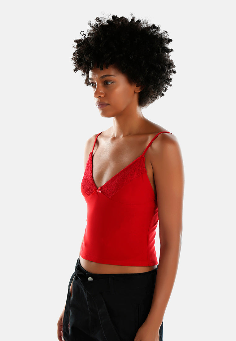 lace detail slip top#color_red