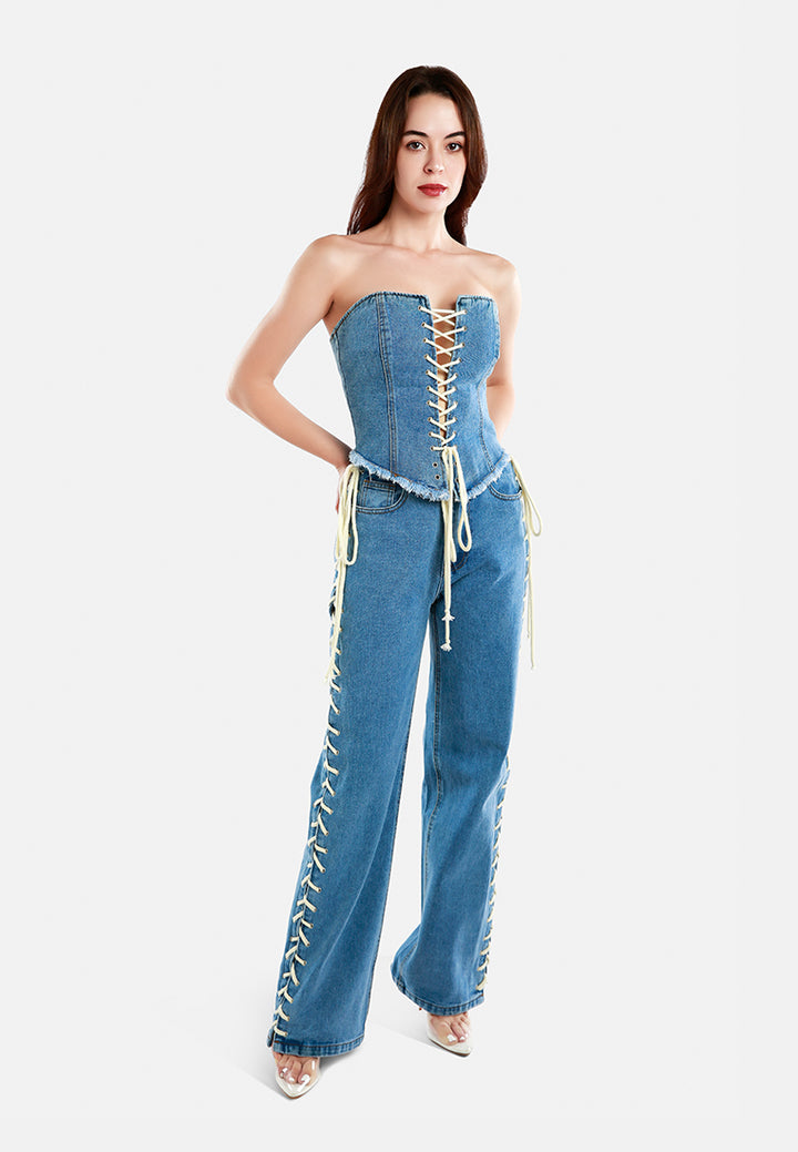 lace up denim trousers by ruw#color_light-blue