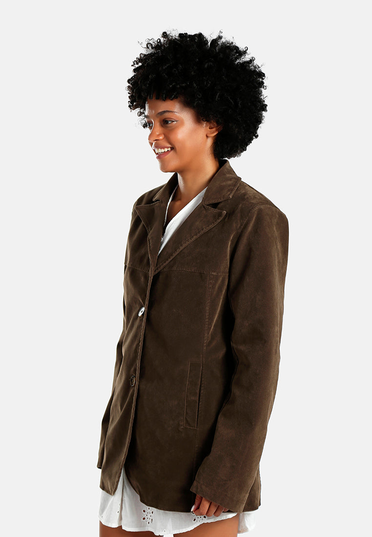 lapel collar button down jacket#color_taupe