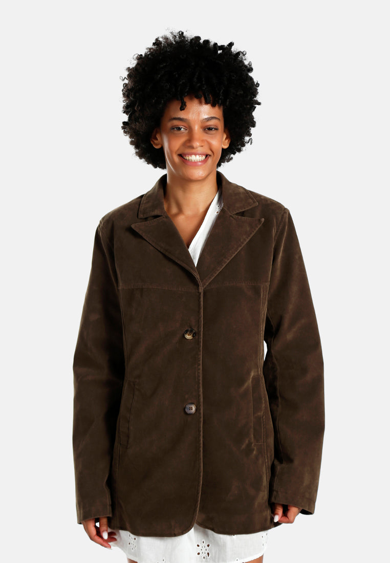 lapel collar button down jacket#color_taupe