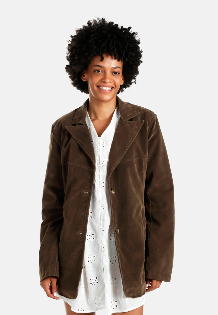 lapel collar button down jacket#color_taupe