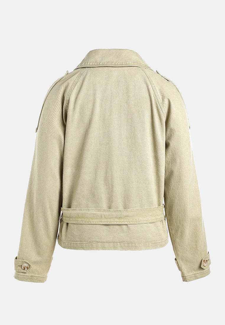 lapel collar trench jacket#color_sand