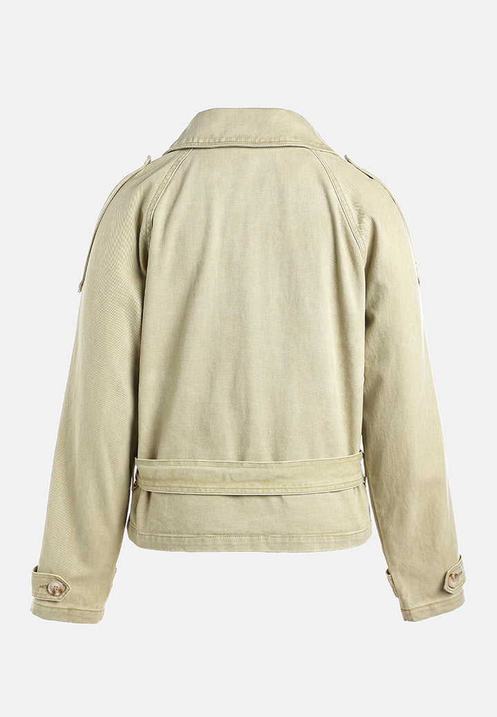 lapel collar trench jacket#color_sand