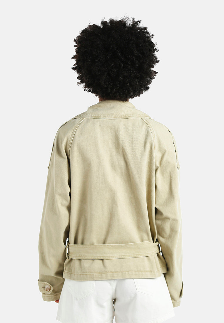 lapel collar trench jacket#color_sand