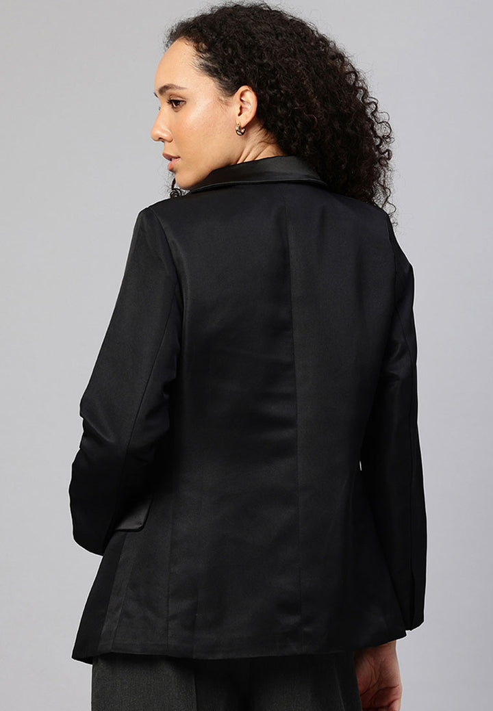 lapel collar buttoned blazer by ruw#color_black