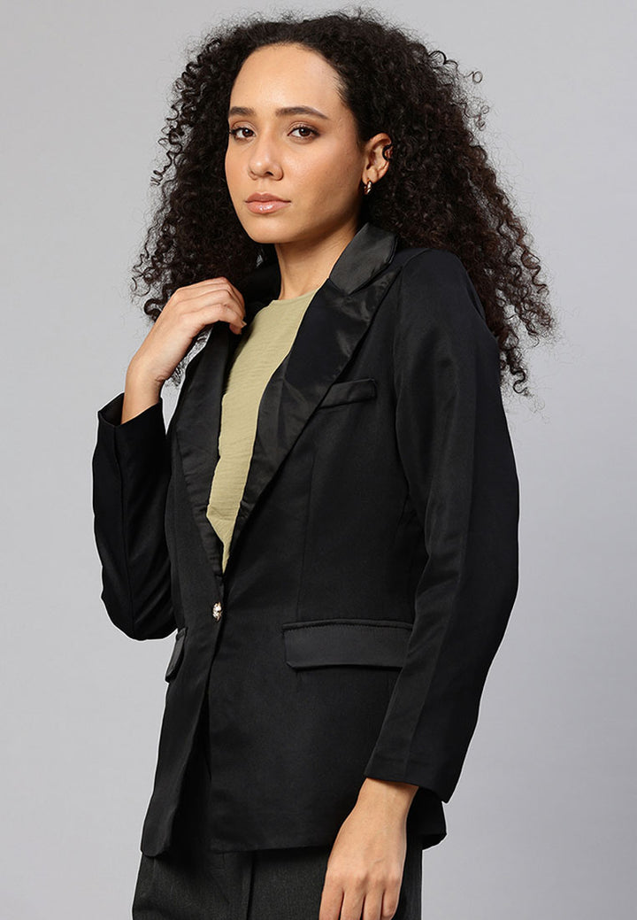 lapel collar buttoned blazer by ruw#color_black
