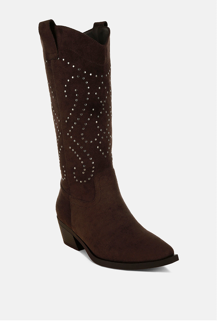 studs embellished cowboy boots by ruw#color_brown
