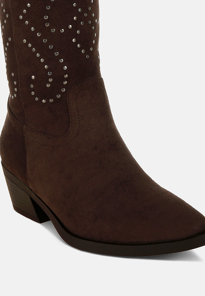 studs embellished cowboy boots by ruw#color_brown