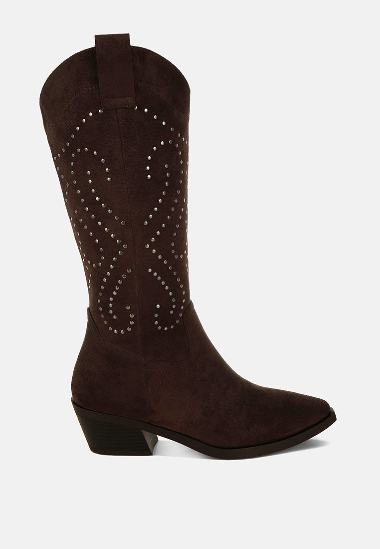 studs embellished cowboy boots by ruw#color_brown