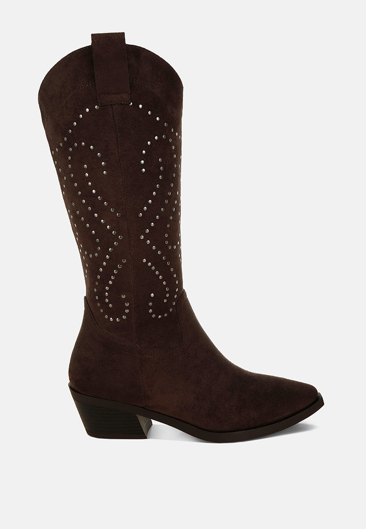 studs embellished cowboy boots by ruw#color_brown