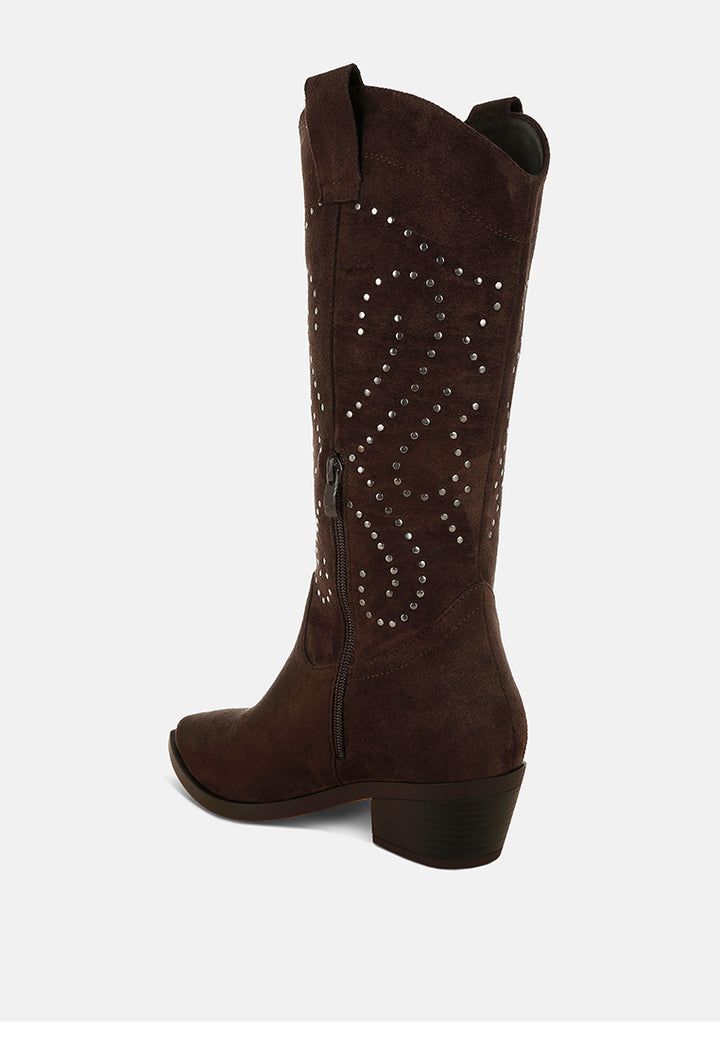 studs embellished cowboy boots by ruw#color_brown
