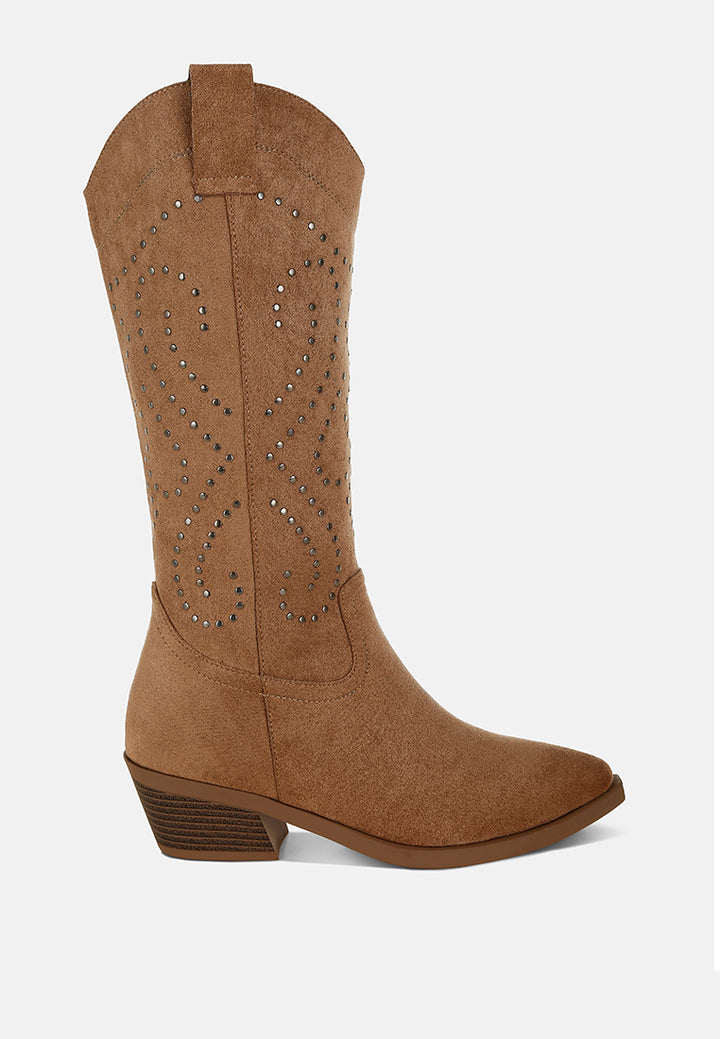studs embellished cowboy boots by ruw#color_camel