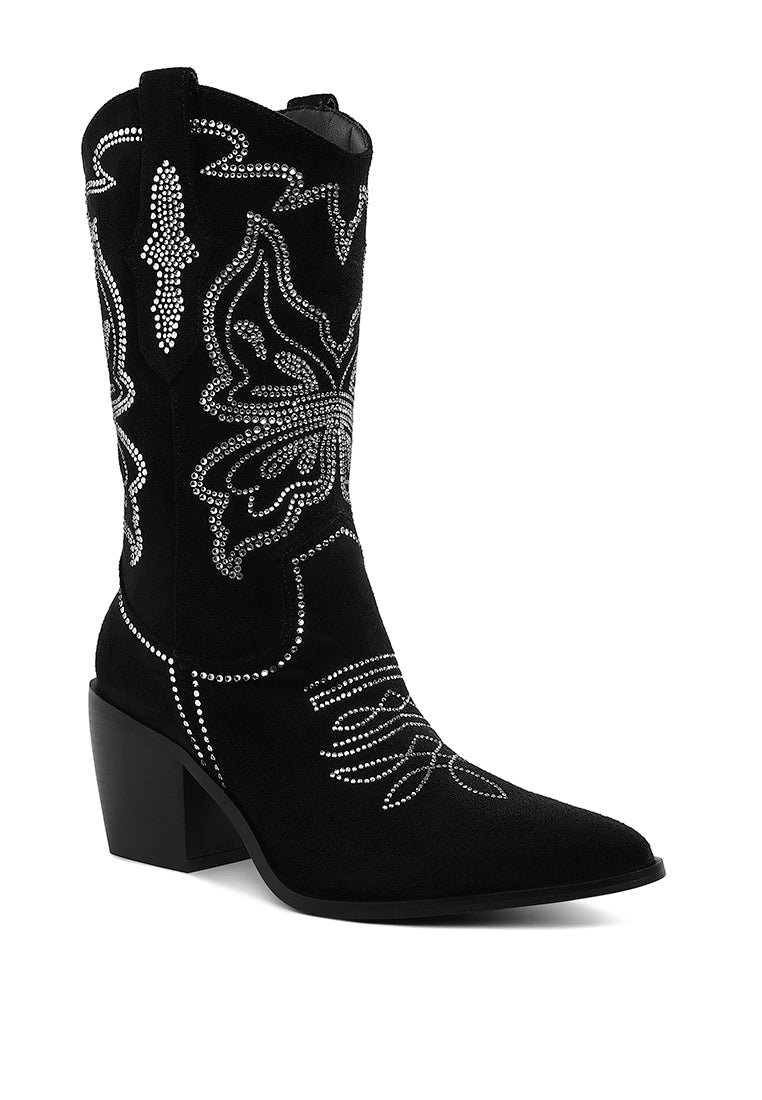 rhinestones embellished cowboy boots by ruw#color_black