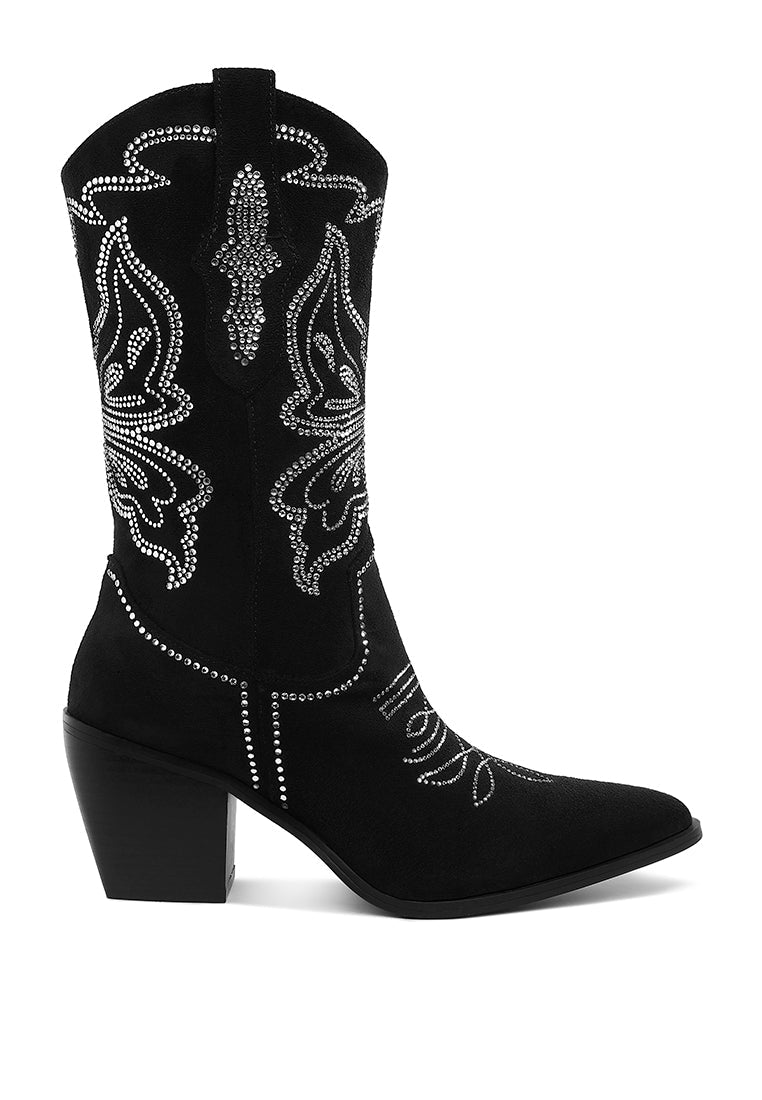 rhinestones embellished cowboy boots by ruw#color_black