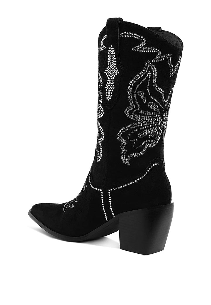 rhinestones embellished cowboy boots by ruw#color_black