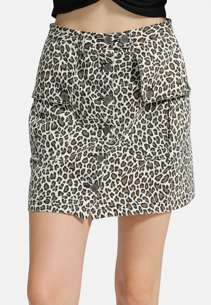 animal print mini skirt#color_beige