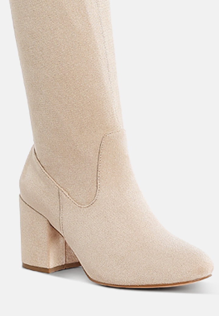 minimal drawstring detail knee-high boots by ruw#color_beige