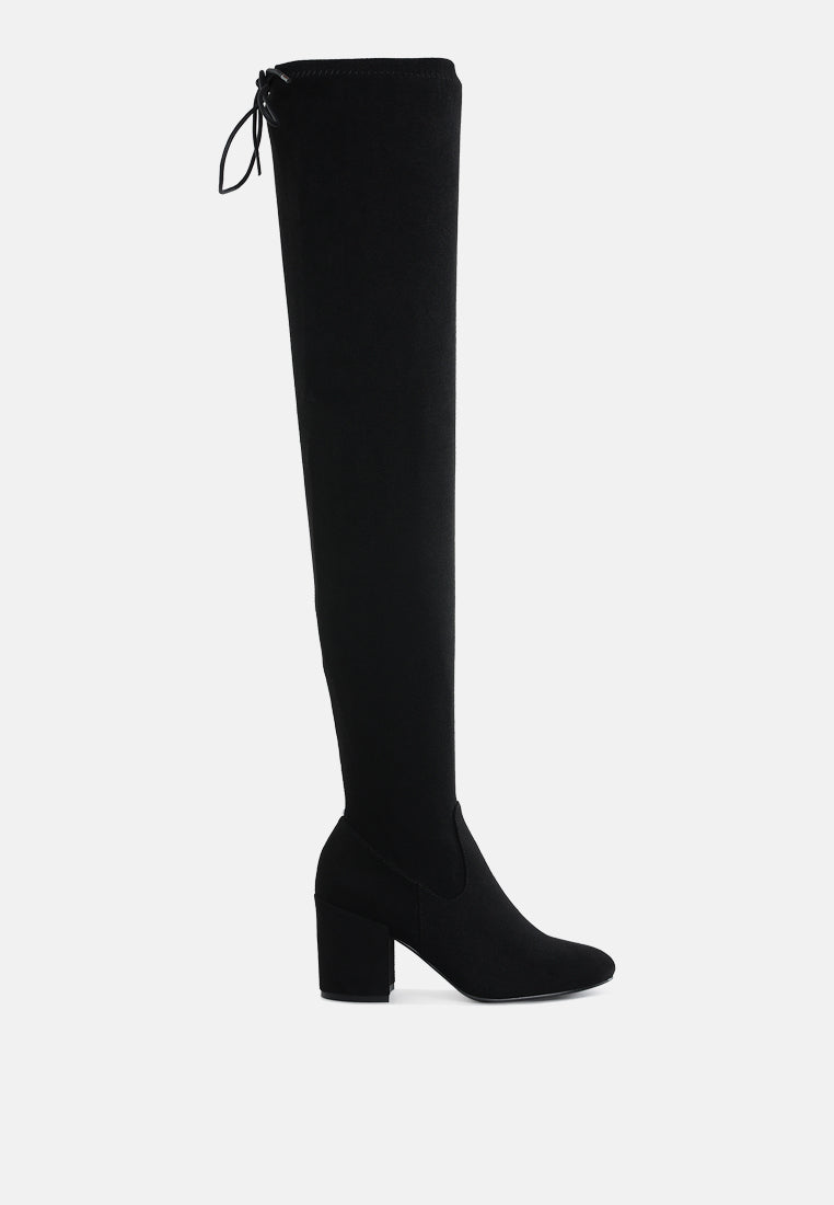 minimal drawstring detail knee-high boots by ruw#color_black