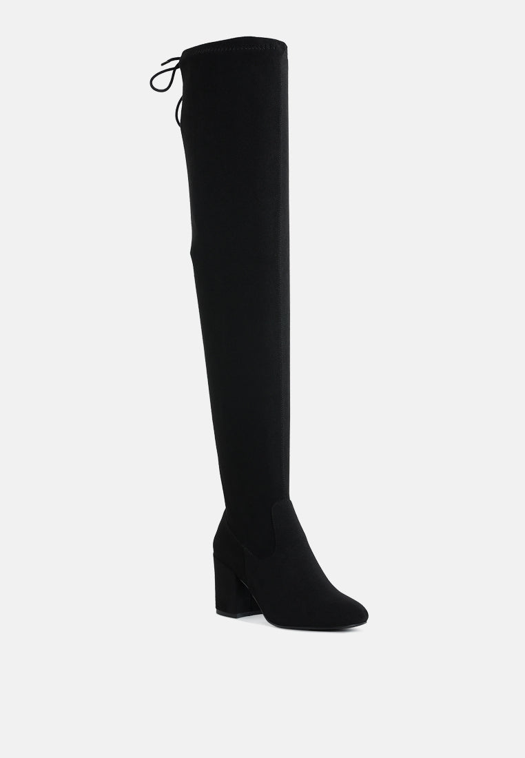 minimal drawstring detail knee-high boots by ruw#color_black