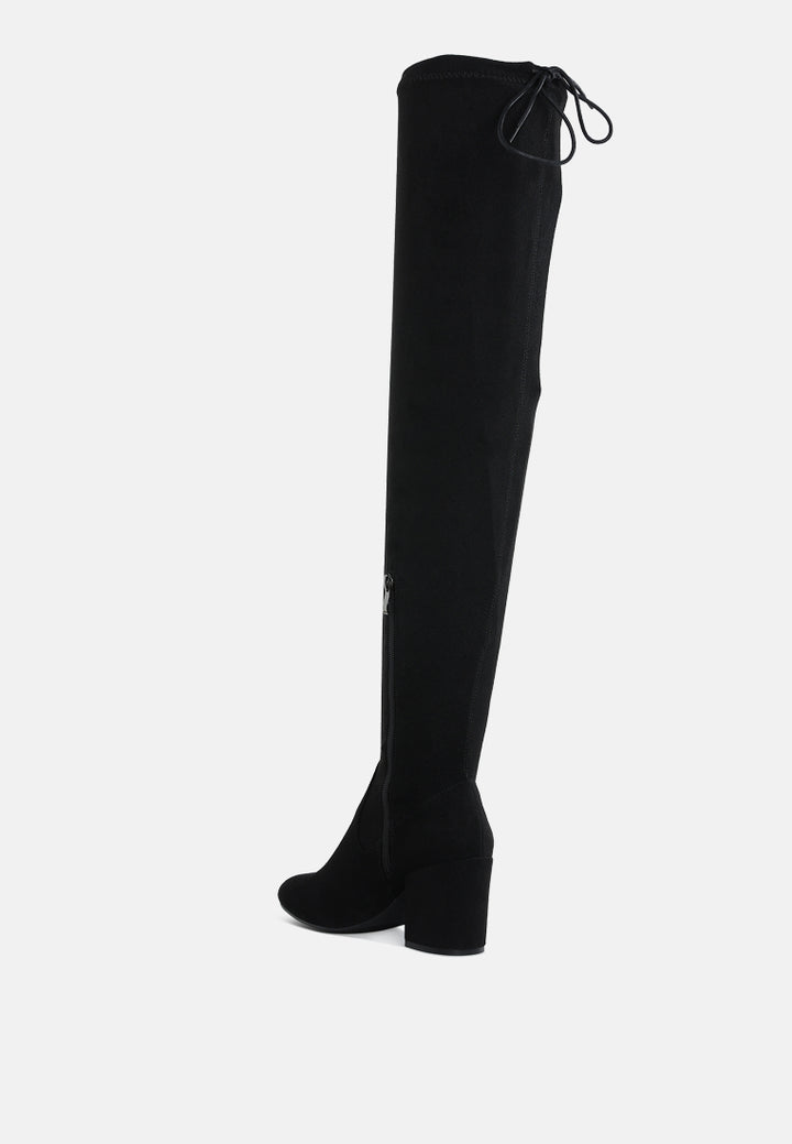 minimal drawstring detail knee-high boots by ruw#color_black