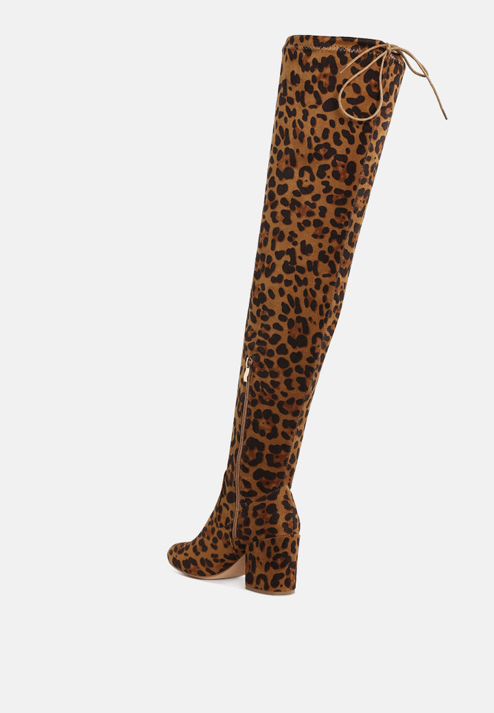 minimal drawstring detail knee-high boots by ruw#color_leopard
