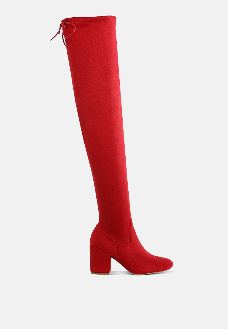 minimal drawstring detail knee-high boots by ruw#color_red