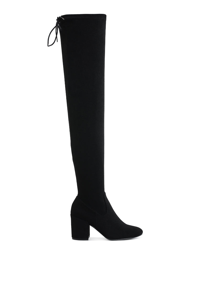 minimal drawstring detail knee-high boots by ruw#color_black