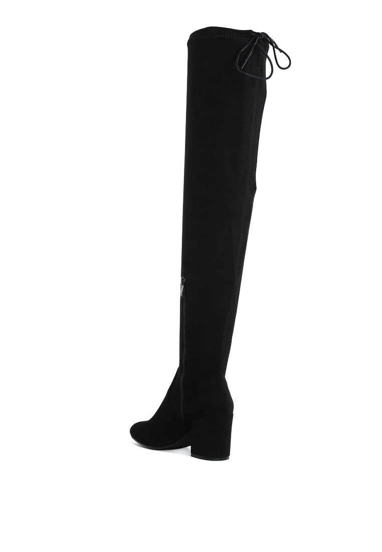 minimal drawstring detail knee-high boots by ruw#color_black