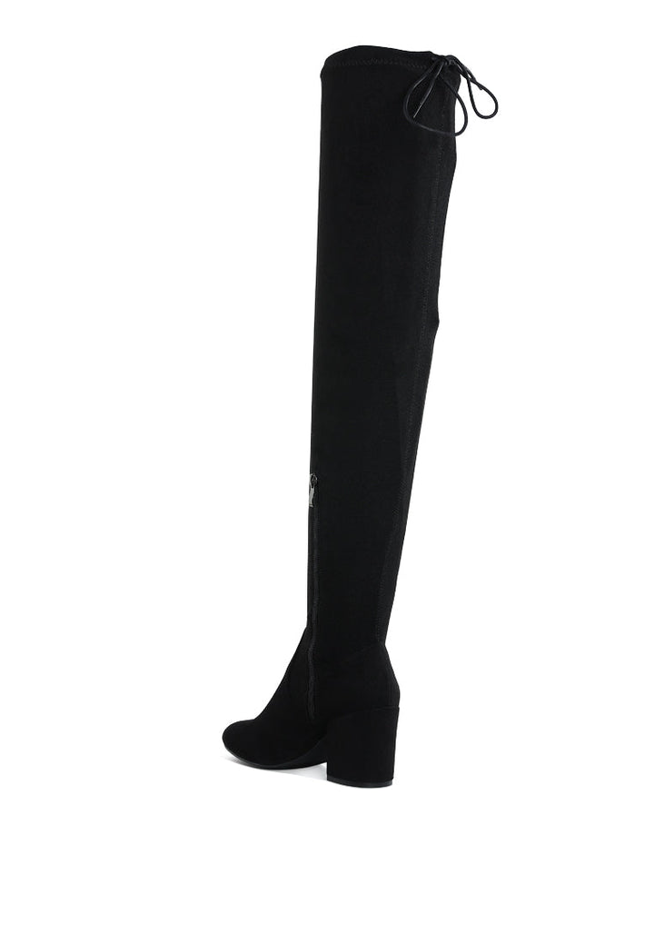 minimal drawstring detail knee-high boots by ruw#color_black