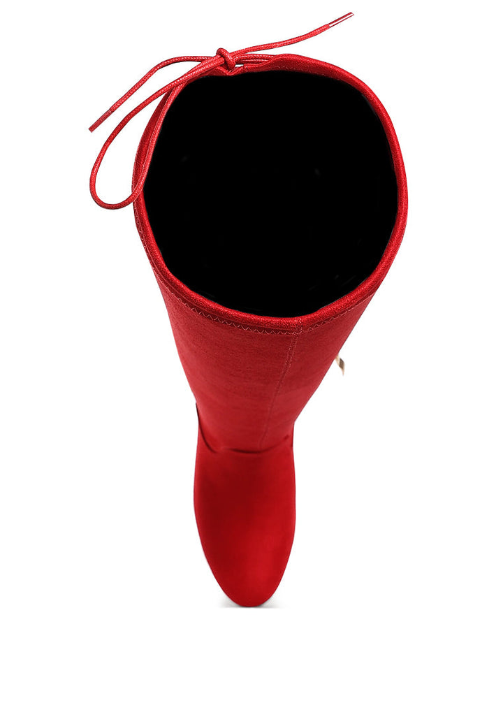 minimal drawstring detail knee-high boots by ruw#color_red