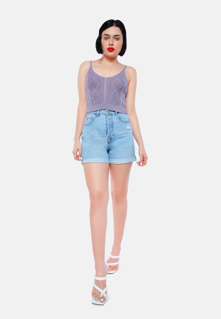 light blue destroyed denim shorts#color_blue