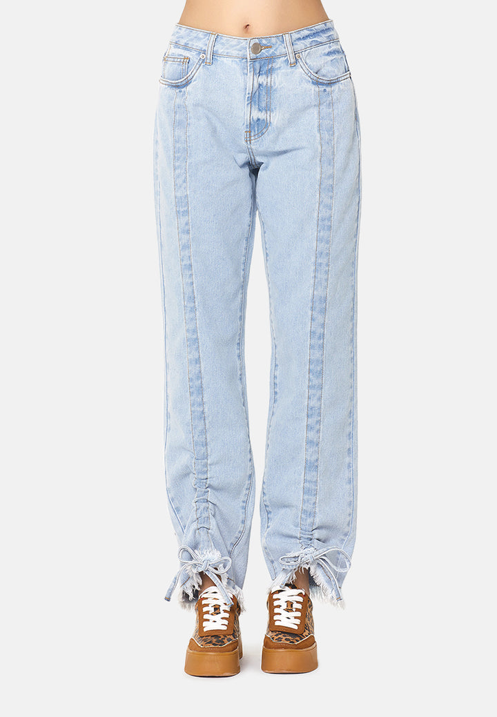 relaxed fit frayed hem jeans#color_blue
